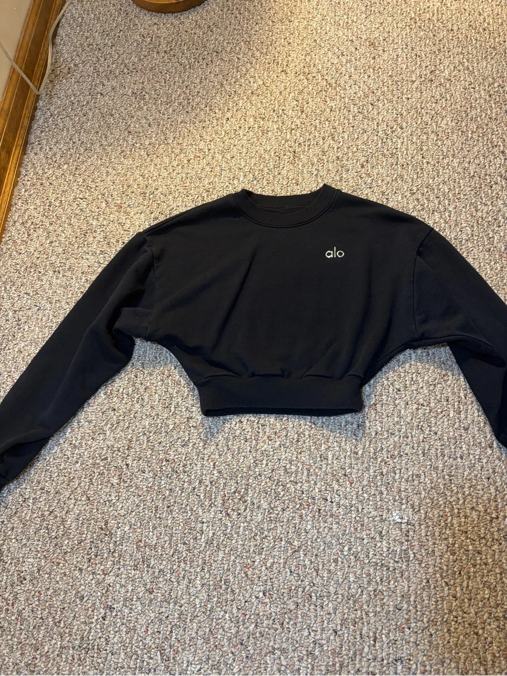 ALO Yoga Black cropped sweatshirt